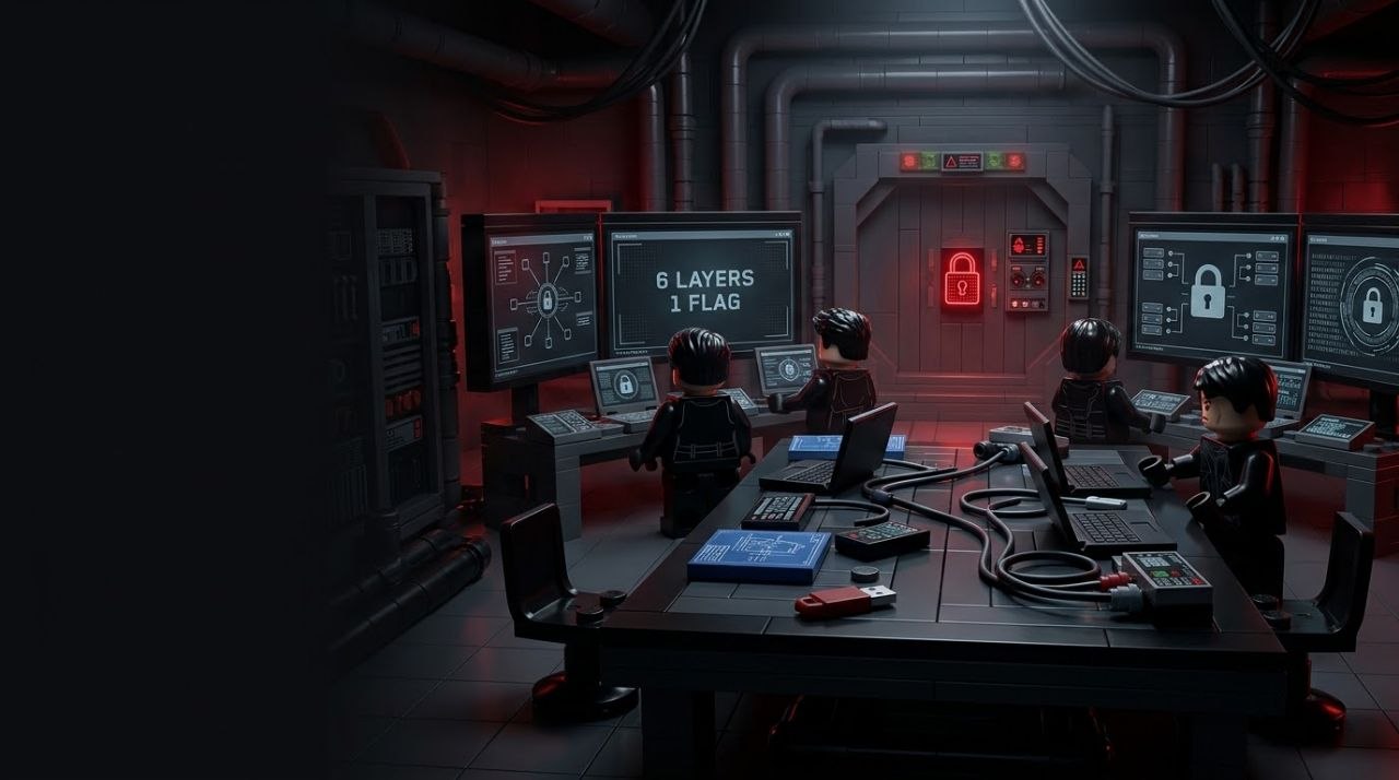 A cinematic, high-contrast shot of a professional cybersecurity control room at night. Multiple curved monitors display complex network graphs, terminal code, and digital maps of Iran. The room is bathed in deep blues and cyan neon lights, with subtle lens flares and a shallow depth of field. Professional, high-tech atmosphere.